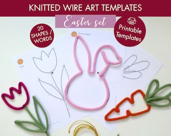 easter shapes Wire templates - printable template for wire art and french knitting - tricotin instant download