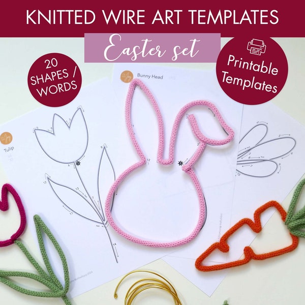 easter shapes  Wire templates - printable template for wire art and French knitting - tricotin instant download