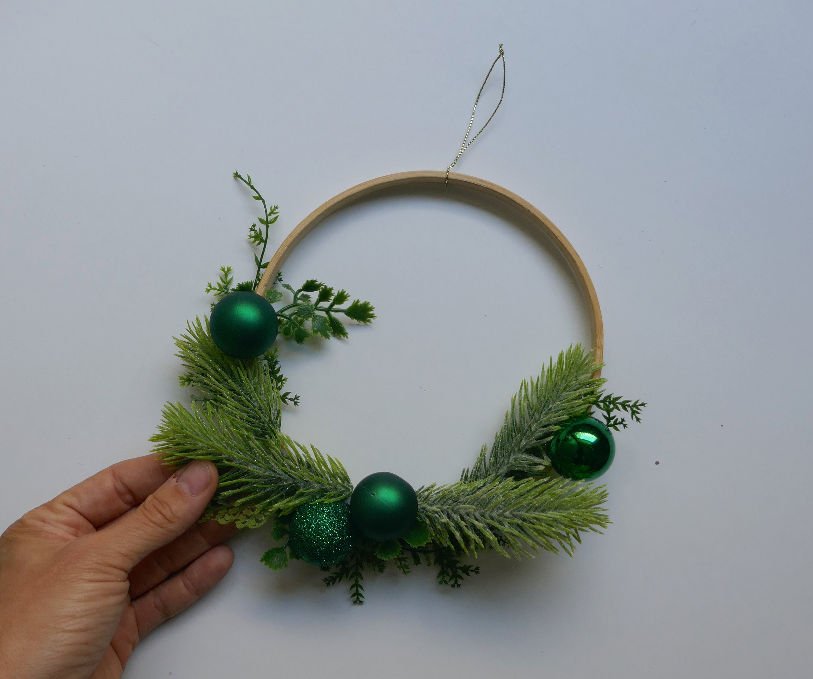 Cute Small Christmas Wreaths With Green Ornaments - Boho Christmas Wreath Faux Foliage Wreath