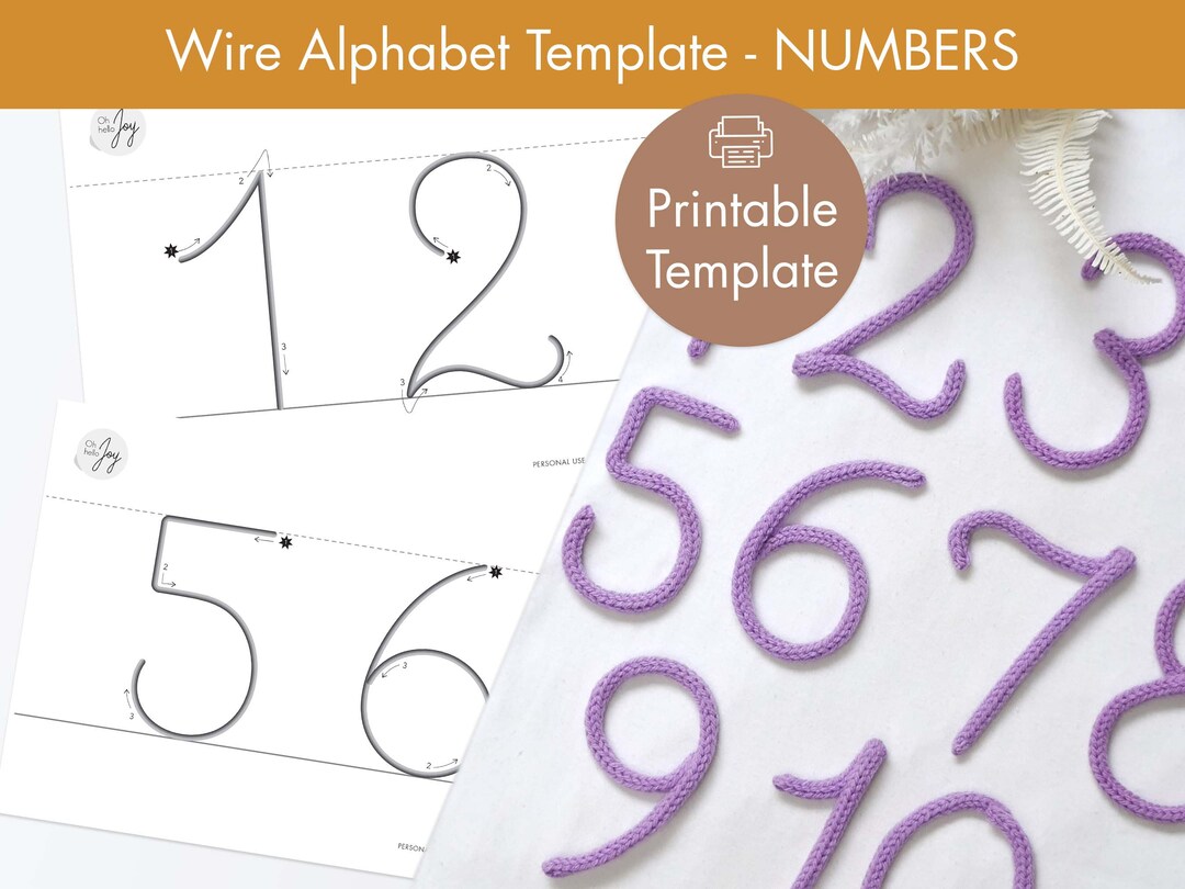 Number Templates Printable Template for Wire Art Cursive Font Numbers ...