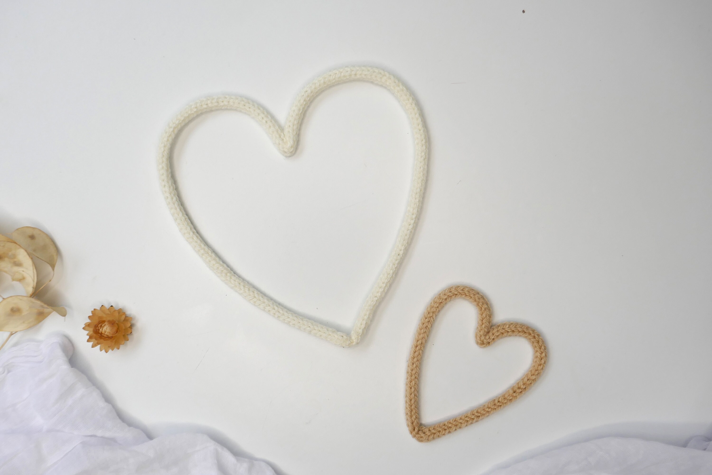 Love Hearts - French Knitted Love Heart- Shape -Wall Hanger 34 Colours Nursery Decor Baby Gift Babys