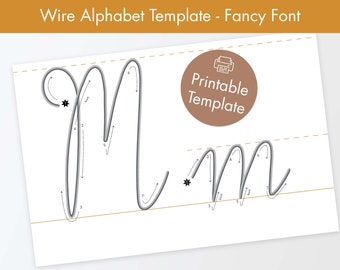 Wire alphabet template - printable template for wire art - uppercase and lowercase alphabet - cursive alphabet - elegant font template