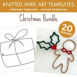 Christmas printable template for wire art wall art - template for knitted shapes, tricotin, printable instant download