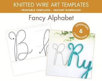 Wire alphabet template - printable template for wire art - uppercase and lowercase alphabet - cursive alphabet - elegant font template