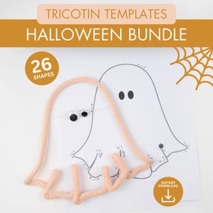 Wire Art & Tricotin Halloween Printable Templates Bundle | Easy Knitted Wire Shapes, Letters | Ghost pumpkins bat zombie | Instant Download