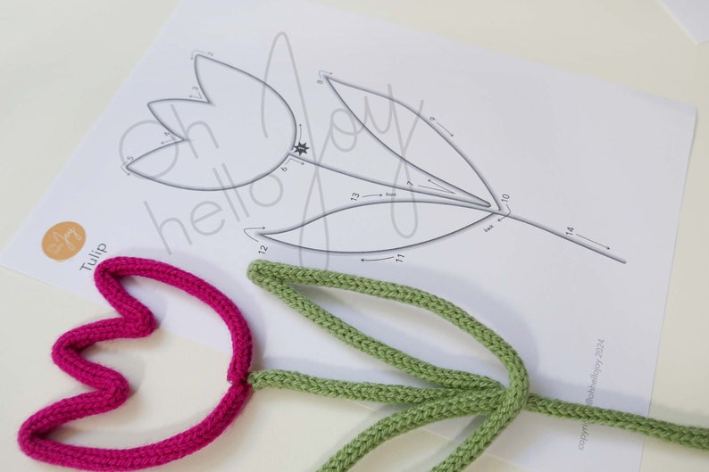 modello di pacchetto floreale modello stampabile per wire art botanico fiori foglie modello di forma tricotin maglia francese immagine 3