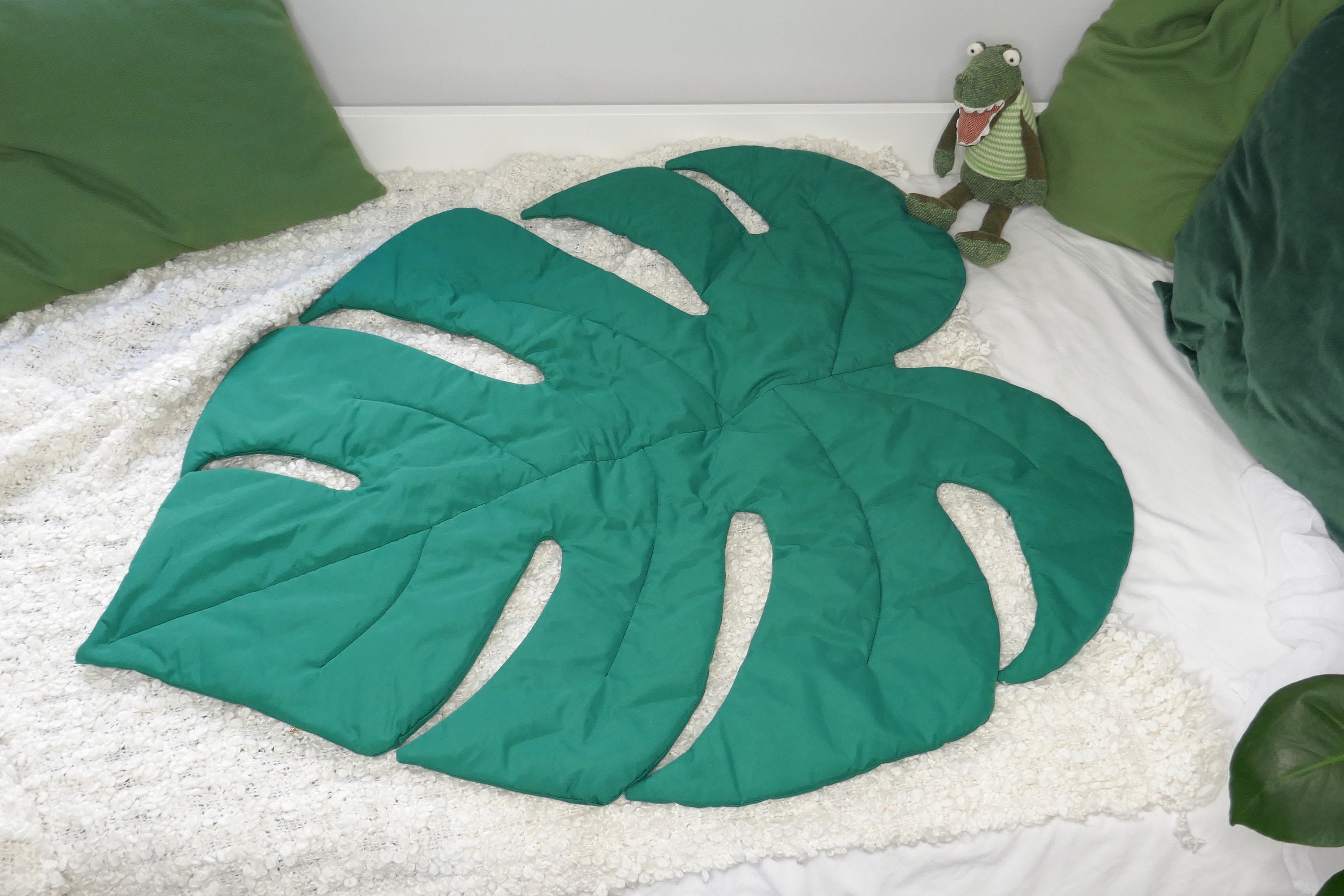 Tapis Feuille de Monstera Réaliste - Tapis Décoratif Décors Lit Plaid Jungle Tropical Décors