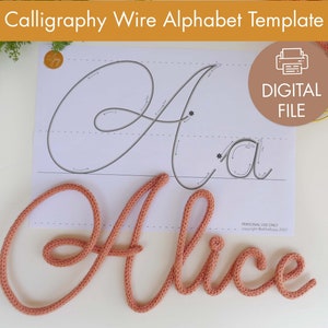 calligraphy Wire alphabet template printable template for wire art uppercase and lowercase alphabet cursive alphabet font template image 1