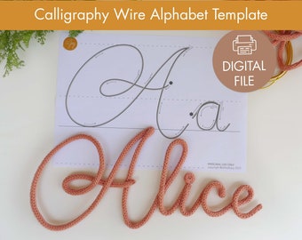 calligraphy Wire alphabet template - printable template for wire art - uppercase and lowercase alphabet - cursive alphabet - font template