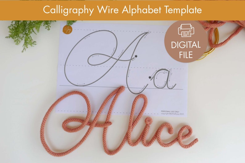 calligraphy Wire alphabet template printable template for wire art uppercase and lowercase alphabet cursive alphabet font template image 1