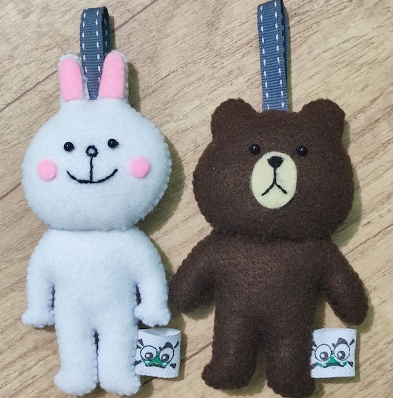 LINEキャラクターフェルト人形キーホルダー - ブラウン、コニー