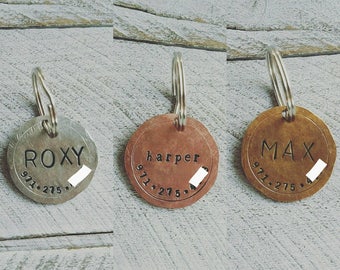 Pet dog tag, dog ID Tag, pet dog ID tag, puppy tag, Handstamped dog ID Tag, dog tag for dogs, Copper Dog Tag, Bronze Dog Tag, Silver Dog Tag