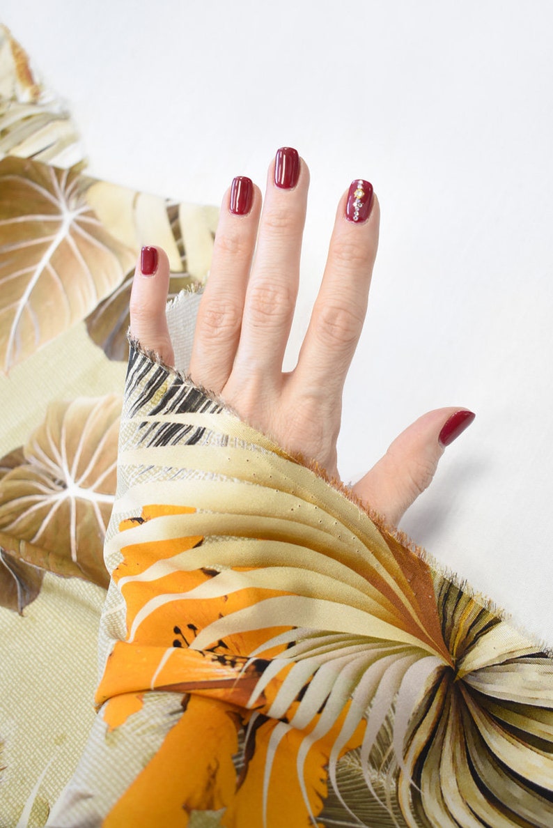 Silk fabric palm trees coconuts. Coconut print fabric. Etsy