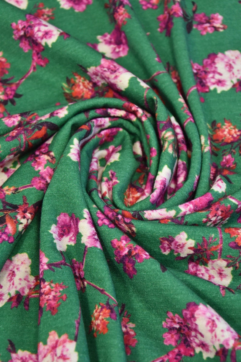 Wool Jersey Knit fabric flower jersey floral jersey designer Etsy