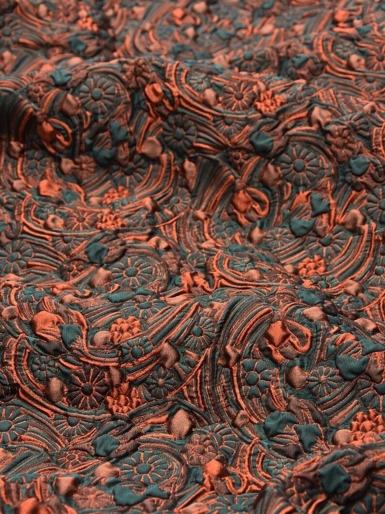 Jacquard 3D fabric print flowers Designer jacquard fabric Etsy