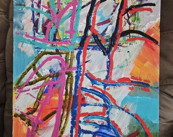 16x20 "PANDEMONIUM" acrylic abstract colorful wall decor original art