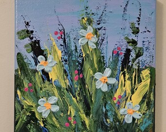 Original acrylic floral painting 8x8 "WILDFLOWER DREAMS"