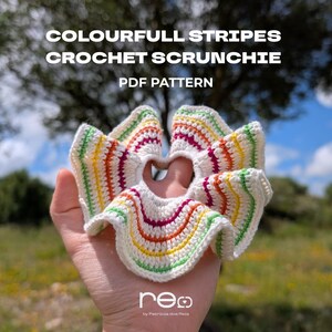 Beginner Crochet Scrunchie Pattern – Colorful Stripe Hair Accessory | Easy DIY Digital Download EN