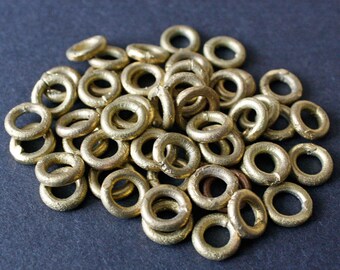 3 Stück flache Perle Messing Kreis 30 mm Kreis Ghana Ashanti Gelbguss Lost Wax