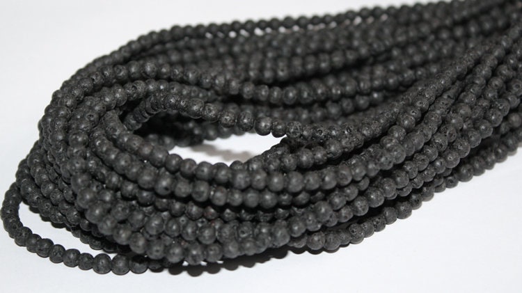 JJG 364 Pieces 4 Strands Natural Volcanic Lava Black Stone Beads Round Smooth Beads Gemstone Loose Beads with Free Crystal String for Jewelry Making 4mm JJG 364 Pieces 4 Strands Natural Volcanic Lava Black Stone Beads Round Smooth Beads Gemstone Loose Beads with Free Crystal String for Jewelry Making 4mm