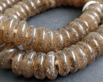 Afrika Pulverglasperlen 10x13 mm Schwarz-Weiß Krobo Recycled Glass Beads Ghana 