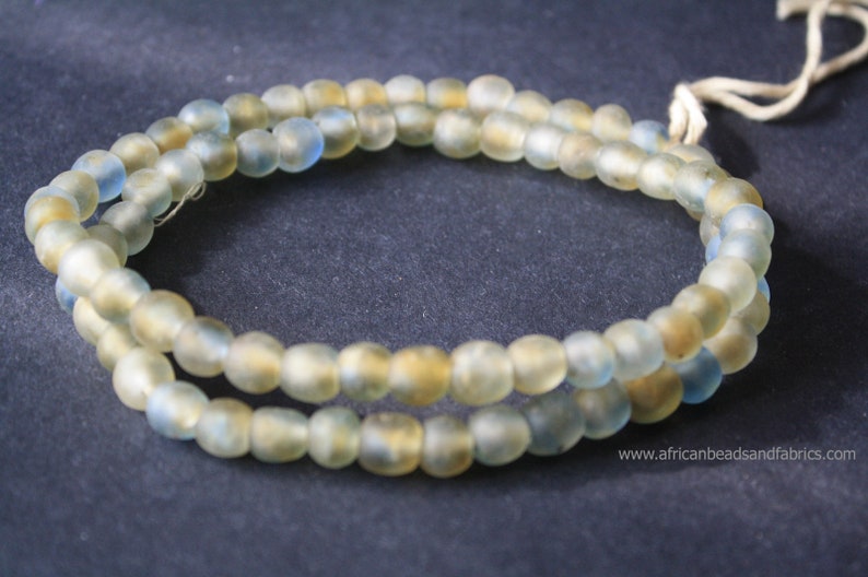 28-pack Ghana Krobo Recycled Glass African Beads Handmade for Jewellery and Crafts 8-9mm9-10 mm Mottled Golden BrownBlue Tones