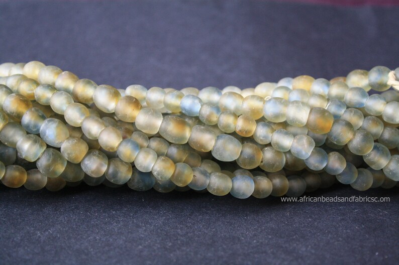 28-pack Ghana Krobo Recycled Glass African Beads Handmade for Jewellery and Crafts 8-9mm9-10 mm Mottled Golden BrownBlue Tones