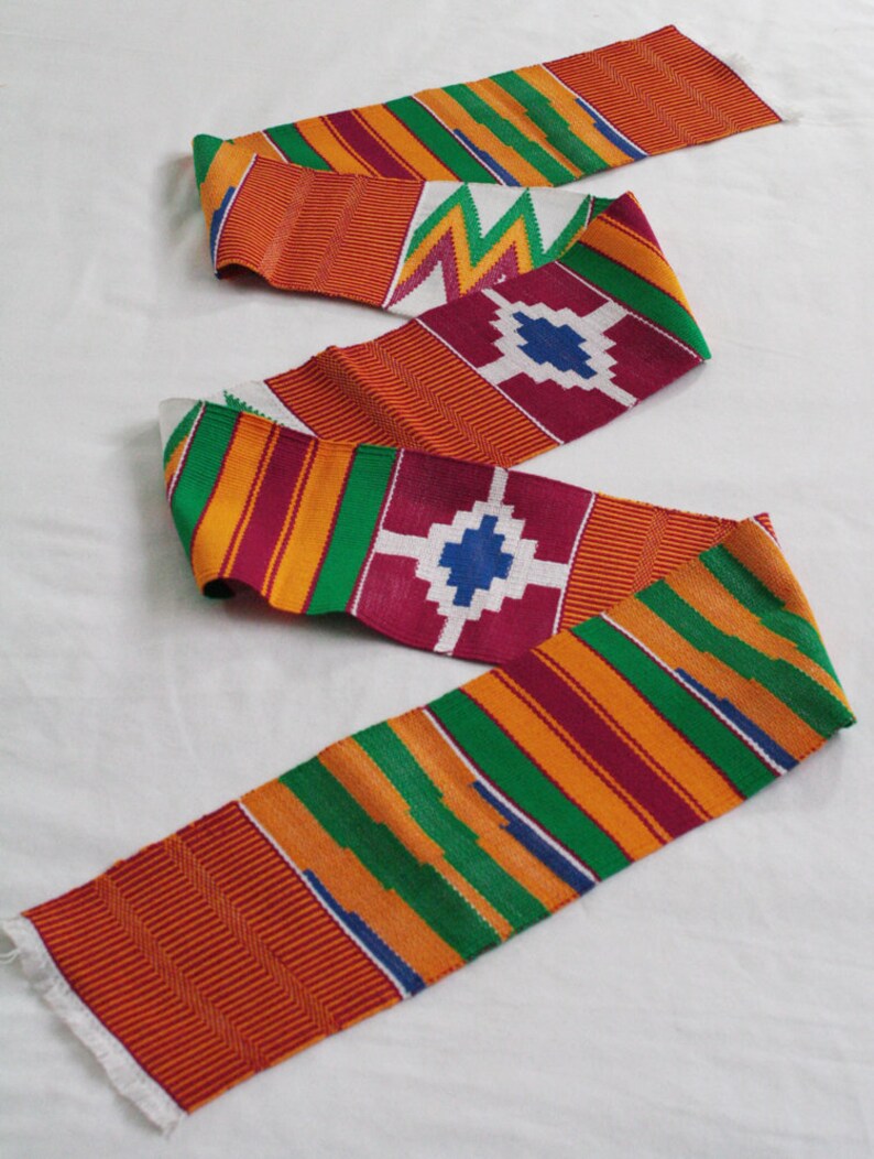 Kente Fabric Ghana Cotton Ethnic Handwoven Cloth Strip Gift Etsy