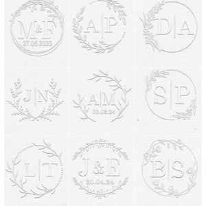 Hochzeitsmonogramm Prägestempel, personalisierte 2 Initialen Prägestempel, Hochzeitsgeschenk, Handprägestempel, kundenspezifisches Siegelprägegeschenkset