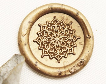 Lotus Flower Mandala Wax Seal Stamp, Wedding Invitation  , Birthday Party ,  Envelope Letter Stamp M542