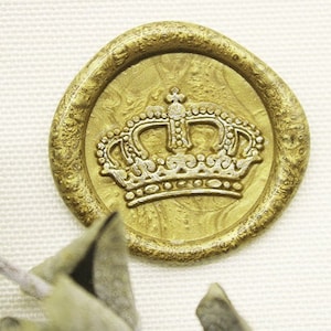 Sello de latón con forma de corona real, para fiesta de bodas y para invitación de cumpleaños