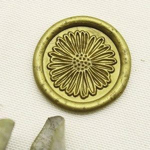 Gänseblümchen Blumen Wachssiegel Stempel, Hochzeitseinladung Wachssiegel Kit Personalisierter Stempel M113