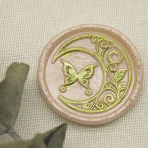 Schmetterling im Mond - Wachssiegel-Set, Hochzeitswachsstempel, Siegelwachsstempel ws31