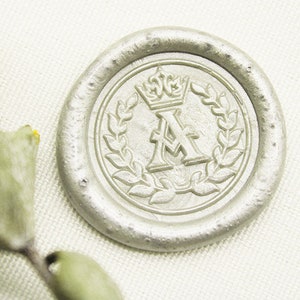 Iniziali personalizzate con timbro di ceralacca a forma di corona, timbro di ceralacca con corona floreale per matrimonio, kit di sigilli di ceralacca personalizzati