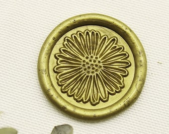 Daisy flower wax seal stamp , Wedding Invitation Wax Seal Kit Personalized Stamp M113