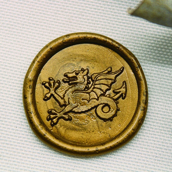 Sello de lacre de dragón galés, sello de lacre de protección y tutela - M392