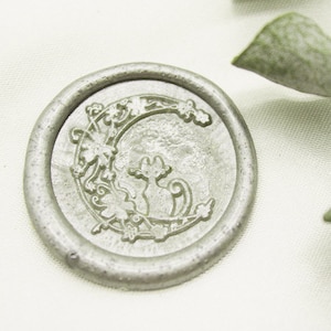 Katze mit Mond Blume Wachs Siegel Stempel , Siegellack Stempel Hochzeit Einladung Party w764