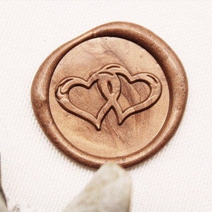 Zwei liebende Herzen Wachssiegel Stempel, Hochzeitseinladung, Geburtstagsfeier einladen -M99