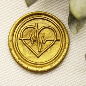 EKG Wachsstempel EKG Wachssiegel Stempel Valentinstag Herz EKG Einladung Umschlag Wachssiegel Stempel, Personalisierter Stempel -M115