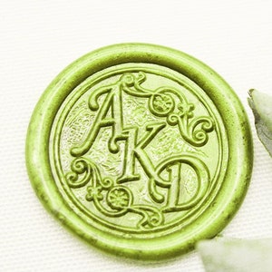 Personalisierter Monogramm Wachs Siegel Stempel - Verwobener Anfangs Siegelwachs Stempel - Benutzerdefinierte Wachs Stempel - Wachs Siegel Kit - Persönliches Umschlag Wachs Siegel