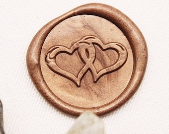 Two Loving Hearts  Wax Seal Stamp , Wedding Invitation , Birthday Party Invite -M99