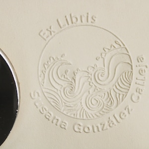 Boek Embosser, Bibliotheek Stempel, Wave Embosser Stempel, Uit de bibliotheek van embosser, Aangepaste Embosser Stempel