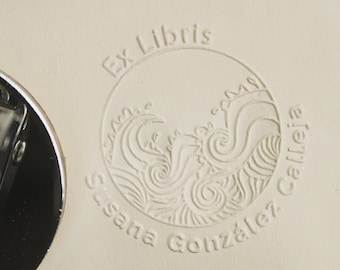 Book Embosser,Library Stamp, Wave Embosser Stamp,From the library of embosser, Custom Embosser Stamp