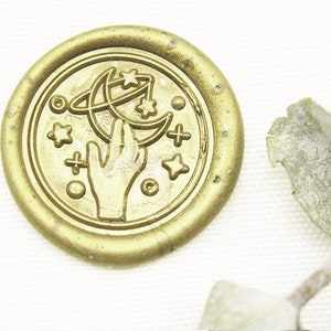 Selo de cera de toque de mão lua selos de convite de casamento lua e estrelas selo de cera -MT22