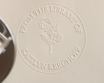 Custom Embosser With Seal For Your Personal Library ，From The Library Of Embosser Seal Stamp，Custom Beautiful Flowers Embosser  Stamp