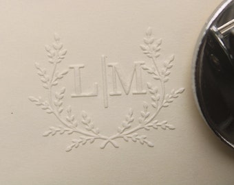 Personalized Wedding Embosser Stamp with leaf laurel,Book Embosser,Library Stamp,Wedding Embosser,Custom Wreath embosser