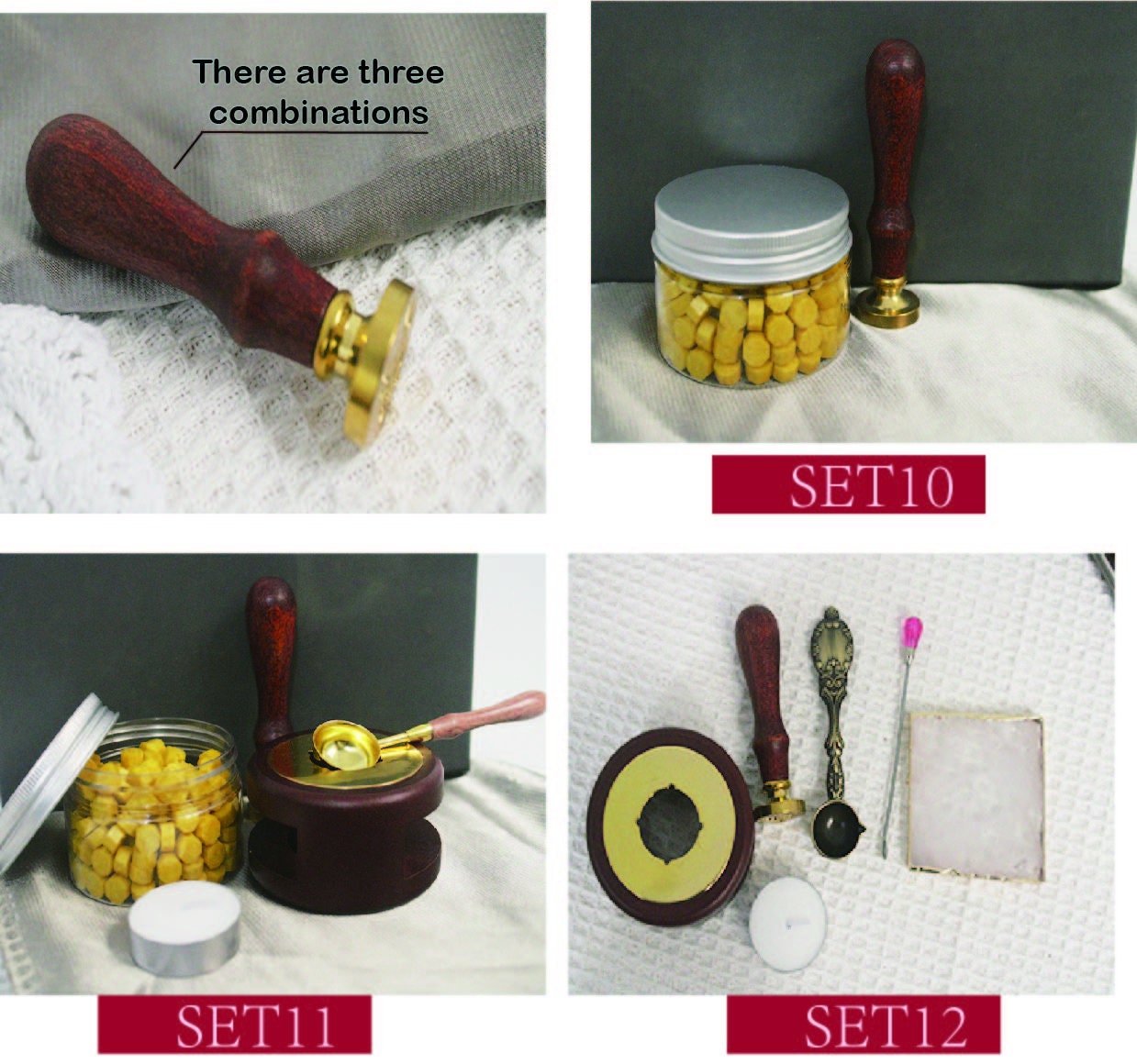 Foonii Lot di 200 perline di ceralacca con 1 sigillo, 1 cucchiaino per sciogliere, 4 candele - Set di perline di cera per sigilli per buste, inviti, carte, regali (cuore, rosa