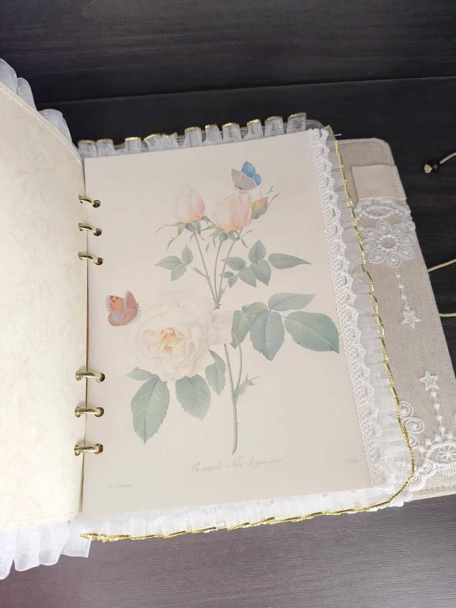 A5 ウサギのレース ノートブック オリジナル ファブリック ジャーナル