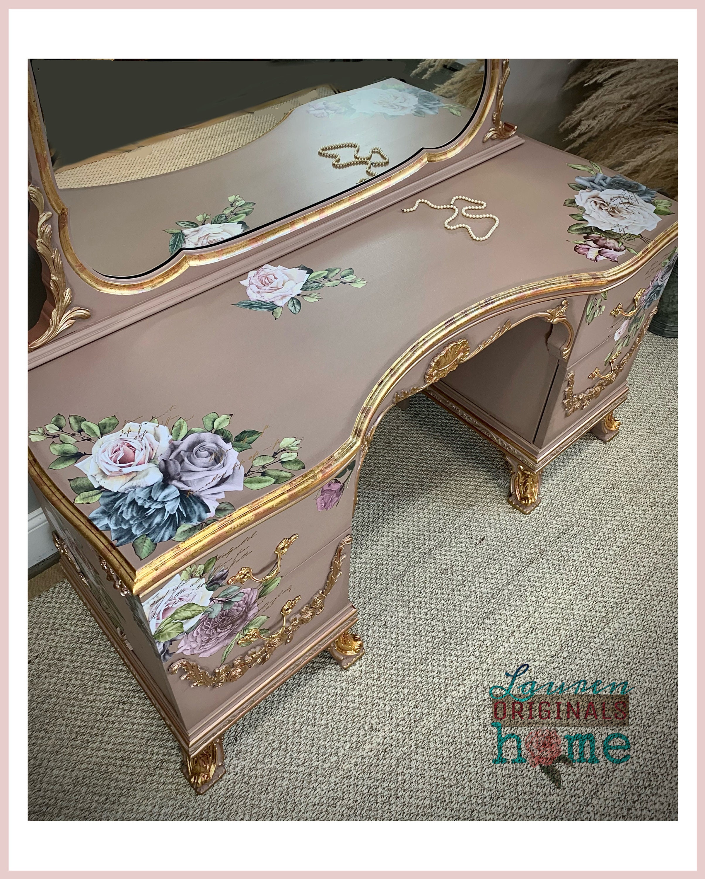 Exquisite Blush Pink Antique Vanity With Mirror / Vintage Etsy