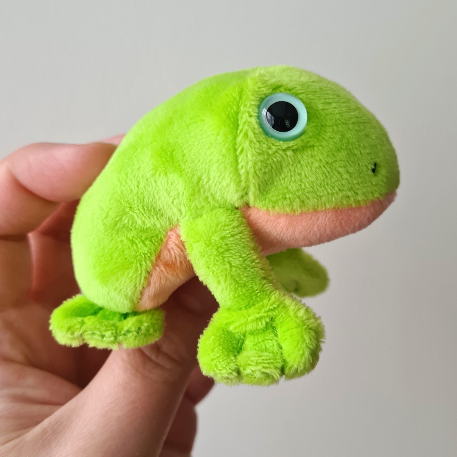 Mini frog plush Kawaii frog plushie Green and coral Etsy
